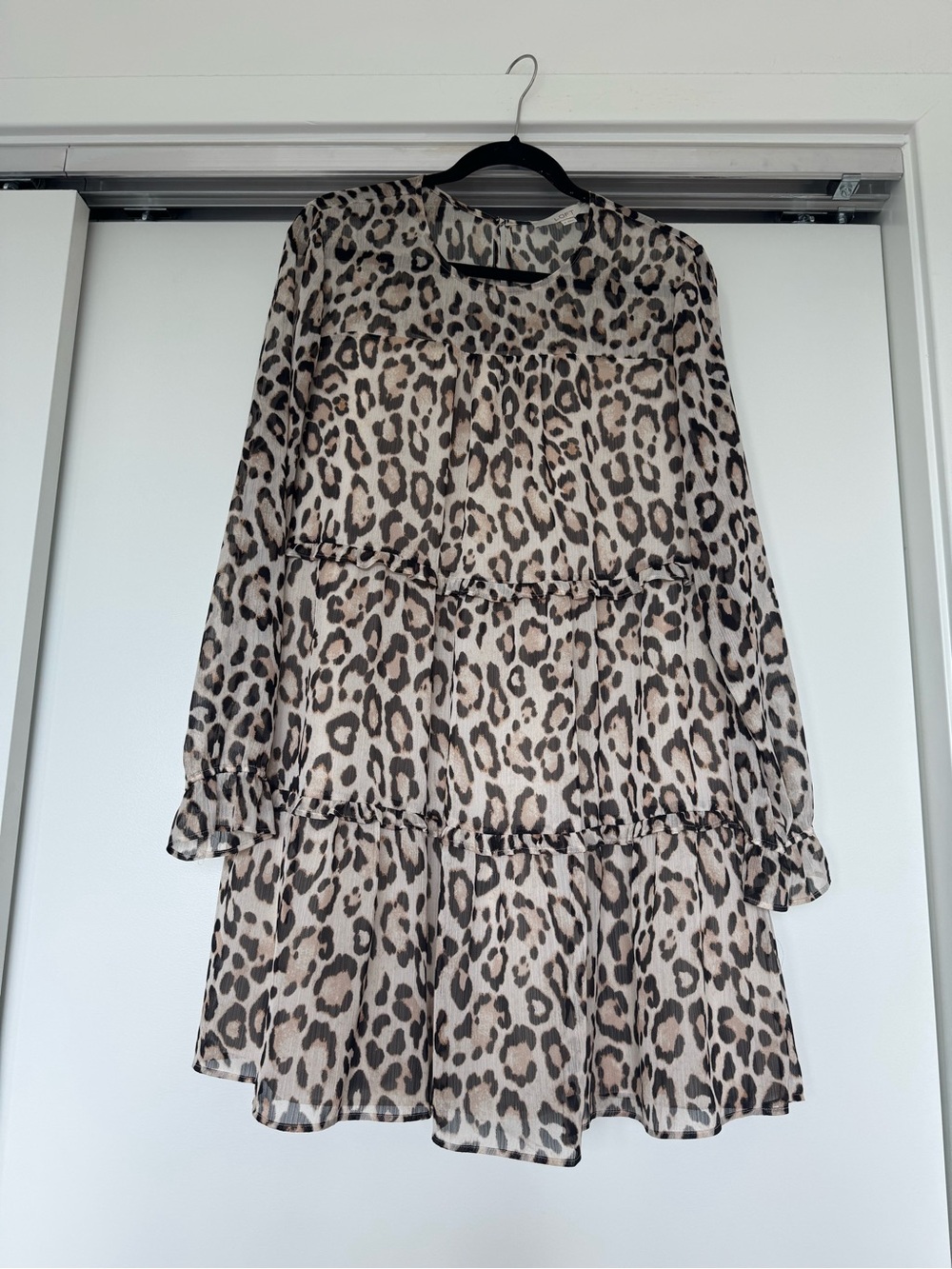 LOFT Leopard Print Tiered Dress M